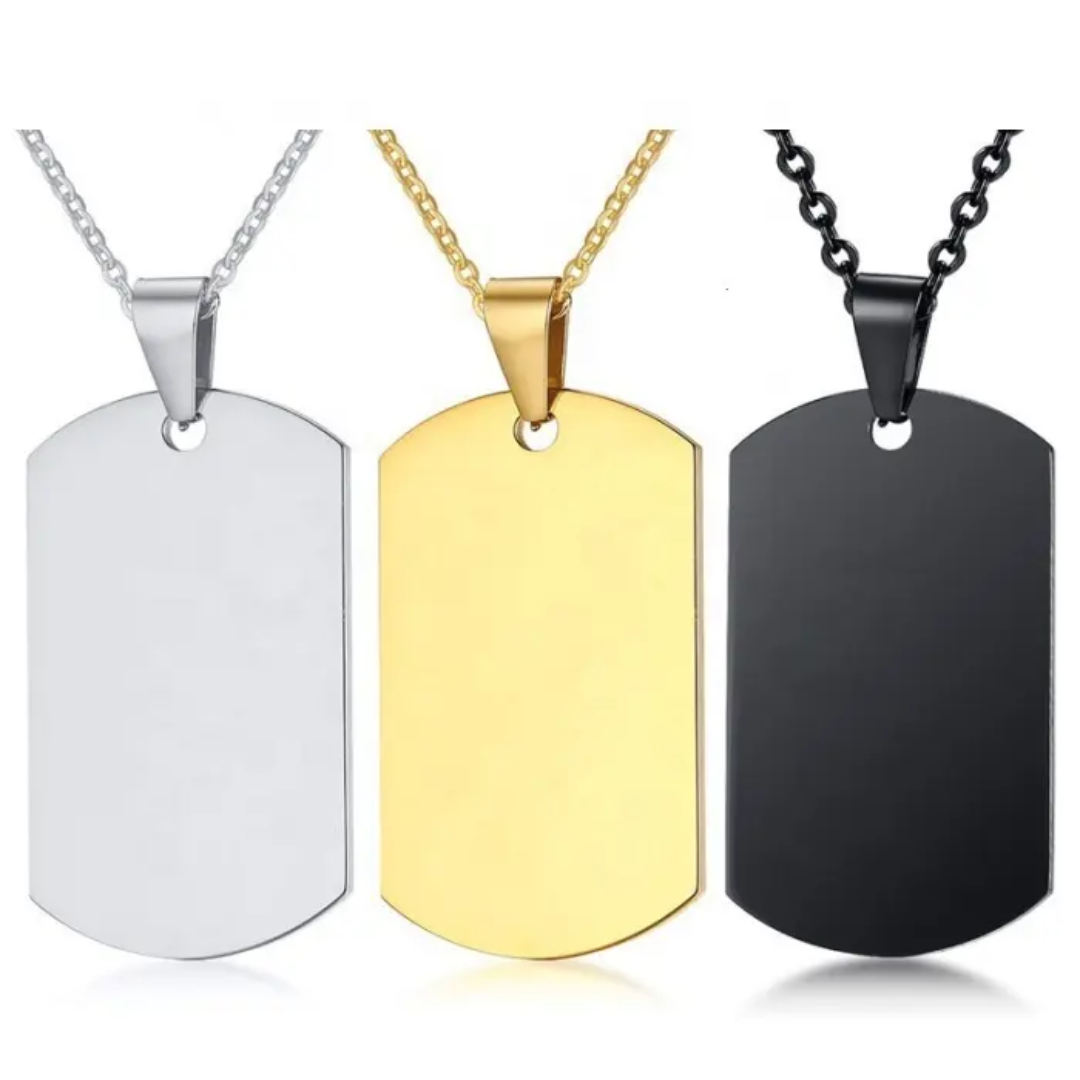 Collier Plaque Militaire Personnalisé Doré