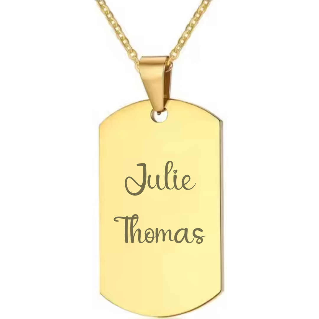 Collier Plaque Militaire Personnalisé Doré